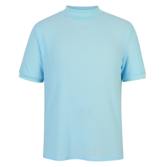 Krdevn Men's Summer Leisure Simple Texture Knit T Shirt Men High Water Ripple Solid Color Short Sleeve,XXL