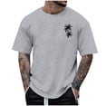 thumbnail image 1 of Krdevn Men's Summer Short Sleeve Round Neck T Shirt Coconut Tree Print Trend Down Shirt Top,XL, 1 of 4