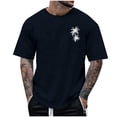 thumbnail image 1 of Krdevn Men's Summer Short Sleeve Round Neck T Shirt Coconut Tree Print Trend Down Shirt Top,XXL, 1 of 4