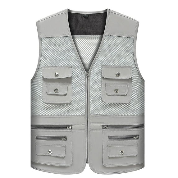 Krdevn Men's Summer Thin Slim Fit Mesh Vest Multi-Pocket Comfortable Stretchable for Spring Summer Hiking Fishing Outdoor Daily Wear,Tank Tops Men,3XL