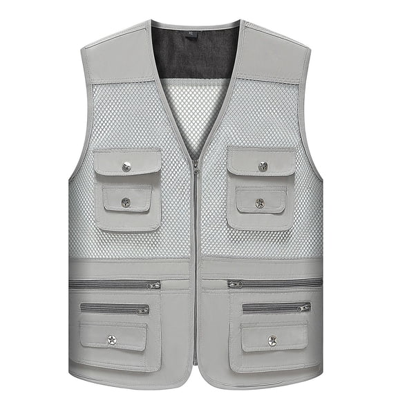 Krdevn Men's Summer Thin Slim Fit Mesh Vest Multi-Pocket Comfortable Stretchable for Spring Summer Hiking Fishing Outdoor Daily Wear,Tank Tops Men,XL