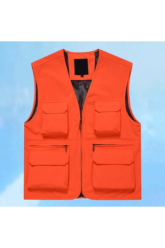 Men's Thin Outdoor Multi-Pocket Waterproof Sleeveless Vest Comfortable Stretchy for Fishing Hiking Daily Wear All Season Casual,Tank Tops Men,3XL