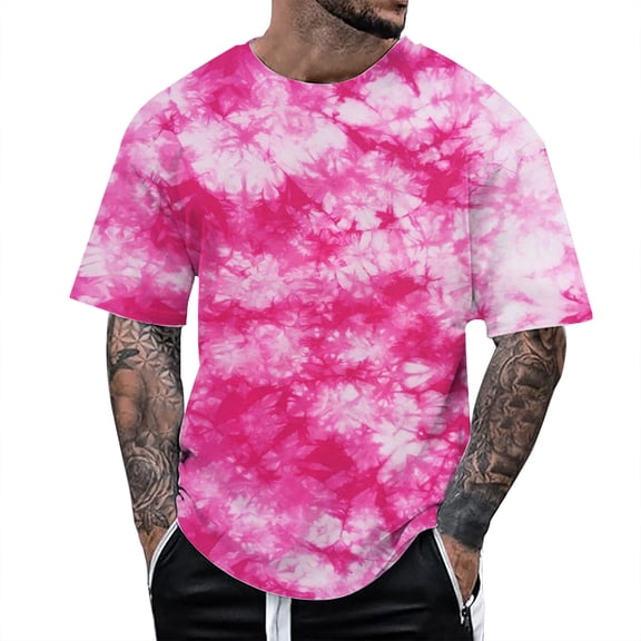 Krdevn Men's Tie Dye Loose Fit T Shirt Casual Comfortable Round Neck Tee for All Seasons,XL