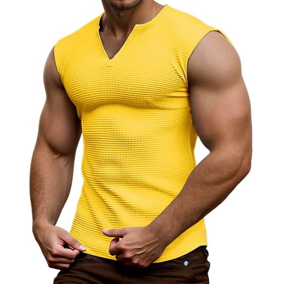 Krdevn Men's V Neck Tank Top Sleeveless Undershirt for Summer Casual Wear,Tank Tops Men,M