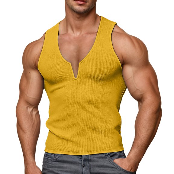 Krdevn Men's V Neck Tank Tops Sleeveless Undershirt for Summer Casual Wear,Tank Tops Men,S