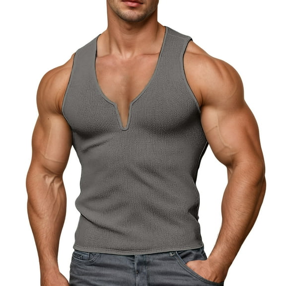 Krdevn Men's V Neck Tank Tops Sleeveless Undershirt for Summer Casual Wear,Tank Tops Men,XXL