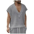 thumbnail image 1 of Krdevn Men's Vest Top V Neck Loose Jacquard Knit Sleeveless Casual Vest,Tank Tops Men,L, 1 of 9