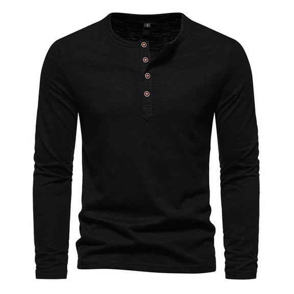 Krdevn Mens Leisure Button Pullover Long Sleeved T Shirt,XL