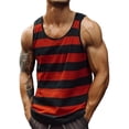 thumbnail image 1 of Krdevn Mens Red Black Striped Tank Tops Summer Sleeveless Shirts for Workout and Gym,Tank Tops Men,XL, 1 of 2