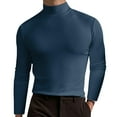 thumbnail image 1 of Krdevn Mens Shirts - Male Autumn and Winter Solid Color T Shirt Top Turtleneck Long Sleeve Top Blouse,Mens Fall Shirts,Color:Navy,Size:L, 1 of 5