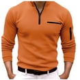 thumbnail image 1 of Krdevn Mens Shirts - Male Shirt Quarter Zip Work Daily Wear Long Sleeve Comfortable Plain Pocket Regular Fit Top,Mens Fall Shirts,Color:Orange,Size:3XL, 1 of 4