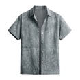 thumbnail image 1 of Krdevn Mens Shirts - Male Spring and Summer Single Shirts Casual Print Lapel Beach Short Sleeve Vacation Outdoor Vacation Shirt,Mens Fall Shirts,Color:Grey,Size:XXL, 1 of 8