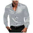 thumbnail image 1 of Krdevn Mens Shirts - Male Stretch Dress Shirts Formal Wedding Prom Long Sleeve Slim Fit Button Down Shirt,Mens Fall Shirts,Color:Grey,Size:L, 1 of 8