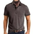 thumbnail image 1 of Krdevn Mens Shirts - Male Summer and Spring Solid Color Lapel Short Sleeve Button Neck Striped Oversized T Shirt Top,Mens Fall Shirts,Color:Coffee,Size:L, 1 of 5