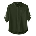 thumbnail image 1 of Krdevn Mens Shirts - Male Turndown Collar Casual Solid Half Sleeve Cotton Linen Shirt Button Shirt,Mens Fall Shirts,Color:Army Green,Size:XXL, 1 of 3