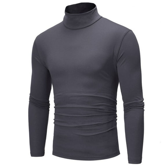 Krdevn Mens Shirts - Male Winter Warm High Collar Thermal Underwear Men Basic Plain T Shirt Blouse Pullover Long Sleeve Top,Mens Fall Shirts,Color:Dark Gray,Size:XL