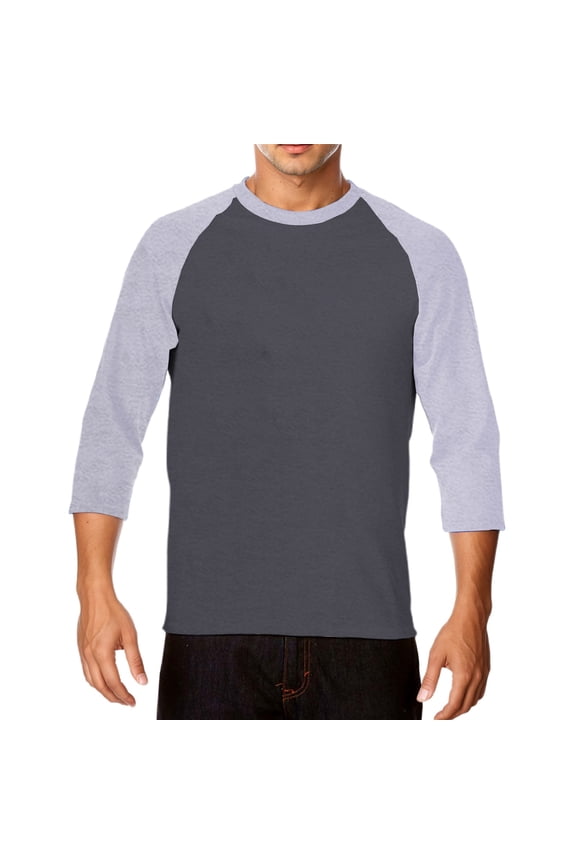 Mens Shirts - Men's 3/4 Sleeve Baseball Shirt Casual Shirts Tee Raglan,Mens Fall Shirts,Color:Light Gray2,Size:S