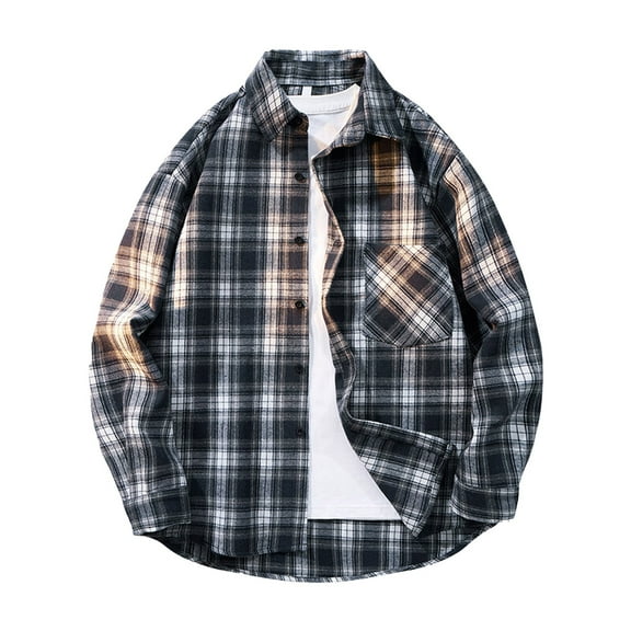 Krdevn Mens Shirts - Men's Casual Button Up Shirt for Everyday Wear Loose Fit Summer and Fall Easy Care Polyester Fabric for Comfort,Mens Fall Shirts,Color:Navy,Size:5XL