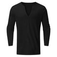 thumbnail image 1 of Krdevn Mens Shirts - Men's Casual V Neck Long Sleeve T Shirt Slim Fit Basic Solid Color Top Comfortable Breathable Soft Shirt for Daily Wear,Mens Fall Shirts,Color:Black,Size:XL, 1 of 3