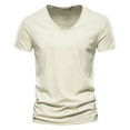 thumbnail image 1 of Krdevn Mens Shirts - Men's Casual V Neck T Shirts Loose Fit Comfortable Stretchy Pure Color Summer Tee for Daily Wear with Shorts,Mens Fall Shirts,Color:Beige,Size:XXL, 1 of 5