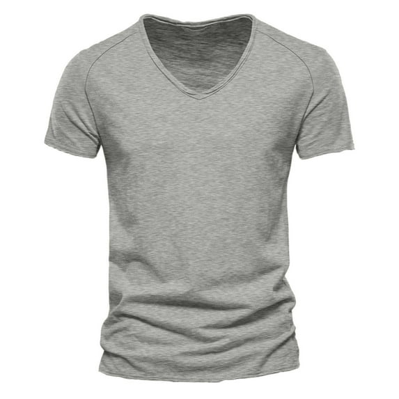 Krdevn Mens Shirts - Men's Casual V Neck T Shirts Loose Fit Comfortable Stretchy Pure Color Summer Tee for Daily Wear Tops,Mens Fall Shirts,Color:Grey,Size:XXL