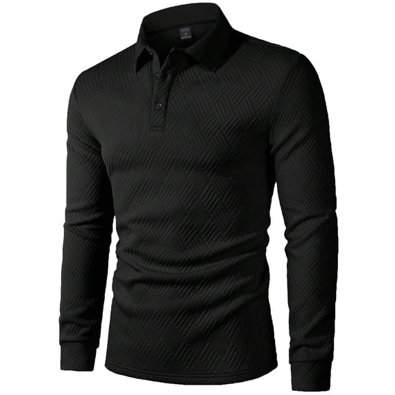 Krdevn Mens Shirts - Men's Classic Long Sleeve Shirt Casual Button Down Collar Shirt Comfortable Breathable Soft Fabric Stylish Versatile Top for Daily Wear,Mens Fall Shirts,Color:Black,Size:S