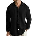 thumbnail image 1 of Krdevn Mens Shirts - Men's Long Sleeve Dress Shirt Double Layer Pure Color Formal Business Casual Slim Fit Comfortable Wear,Mens Fall Shirts,Color:Black,Size:XL, 1 of 5