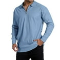 thumbnail image 1 of Krdevn Mens Shirts - Men's Long Sleeve Striped Shirt with Zippered Collar for Casual Everyday Wear,Mens Fall Shirts,Color:Blue,Size:S, 1 of 4