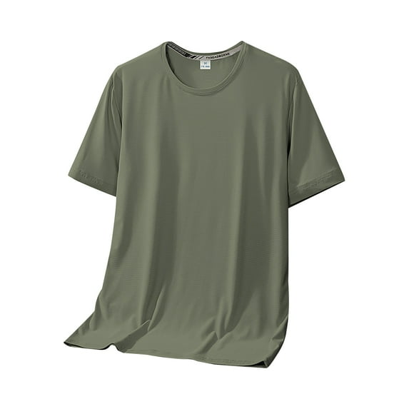 Krdevn Mens Shirts - Men's Sports Shirt Short Sleeve Fast Silk Sports Gym Activity T Shirt Wicking Sweat,Mens Fall Shirts,Color:Army Green,Size:3XL
