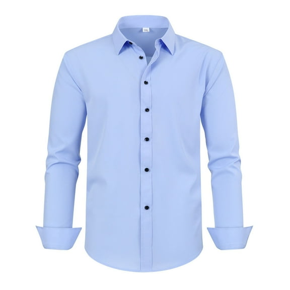 Krdevn Mens Shirts - Men's Stretch Comfort Fit Dress Shirt Relaxed Fit Casual Wear Plus Size Formal Business Shirt Breathable Fabric,Mens Fall Shirts,Color:Sky Blue,Size:4XL
