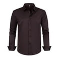 thumbnail image 1 of Krdevn Mens Shirts - Men's Stretch Comfort Fit Dress Shirt Relaxed Fit Casual Wear Plus Size Formal Business Shirt Breathable Fabric,Mens Fall Shirts,Color:Coffee,Size:4XL, 1 of 5