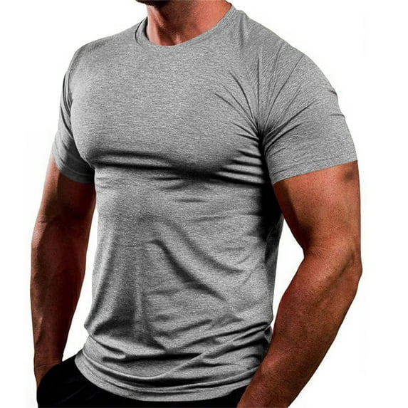 Krdevn Mens Shirts - Men's Summer Round Neck Short Sleeve Men's Home Leisure Sports T Shirt,Mens Fall Shirts,Color:Grey,Size:3XL