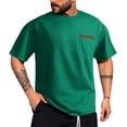 thumbnail image 1 of Krdevn Mens Shirts - Men's Summer Workout T Shirt Breathable Comfortable Stretch Fitness Tee Casual Striped Round Neck Short Sleeve Top,Mens Fall Shirts,Color:Green,Size:XXL, 1 of 9