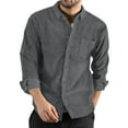 thumbnail image 1 of Krdevn Mens Shirts - Mens Autumn Winter Corduroy Shirts Casual Long Sleeves Solid Color Buttoned Lightweight Shirts,Mens Fall Shirts,Color:Dark Gray,Size:L, 1 of 5