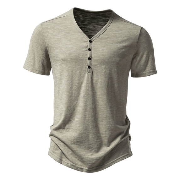 Krdevn Mens Shirts - Mens Casual Basic Short Sleeved T Shirt Top,Mens Fall Shirts,Color:Khaki,Size:S