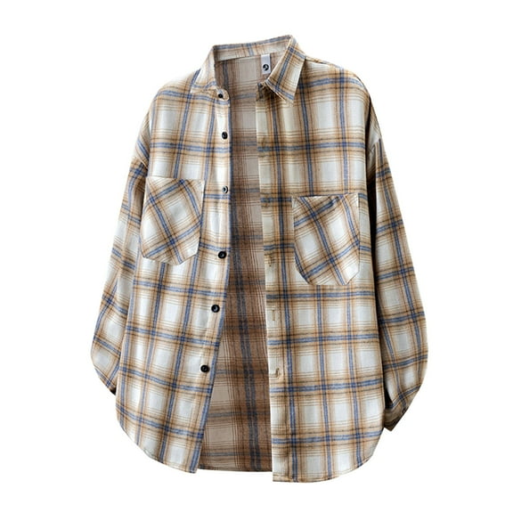 Krdevn Mens Shirts - Stylish Casual Men's Shirts for Everyday Wear Korean Plaid Button Up Shirts with Two Pockets Versatile Outerwear for Spring Summer Fall,Mens Fall Shirts,Color:YE1,Size:XL