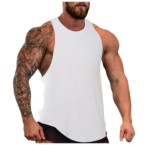 Krdevn Mens Summer Fitness Broad Shoulder Casual Loose Running Sleeveless Vest,Tank Tops Men,S