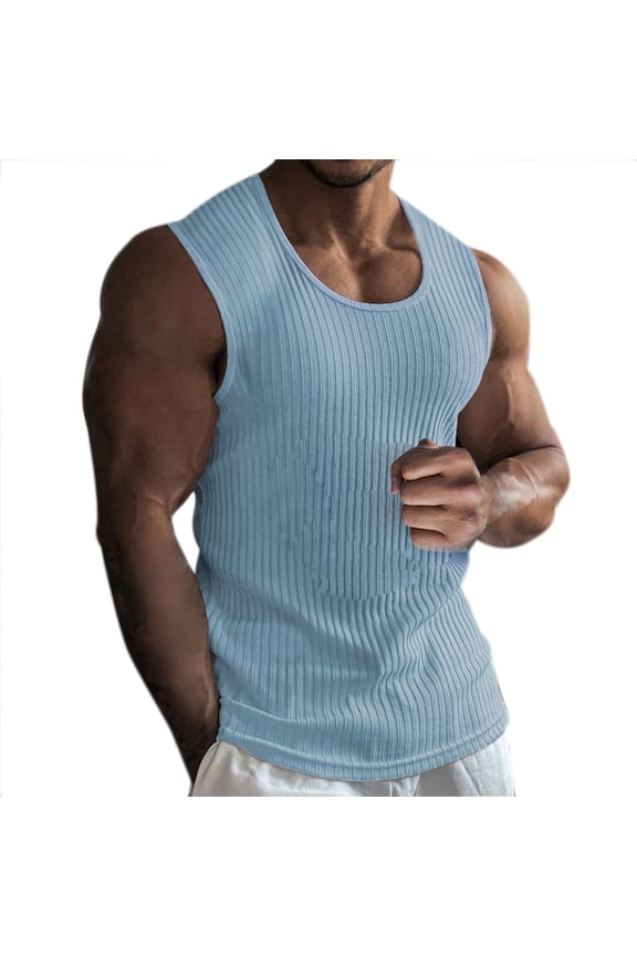 Mens Summer Sleeveless Crew Neck Tight Sports Thread Vest,Tank Tops Men,S