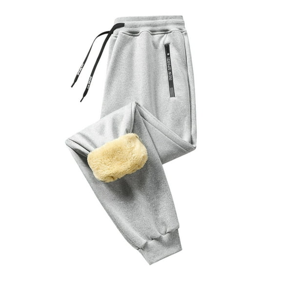 Krdevn Mens Winter Lined Casual Pants Relaxed Fit Wide Leg Trousers Warm Thermal Bottoms for Cold Weather,XXL