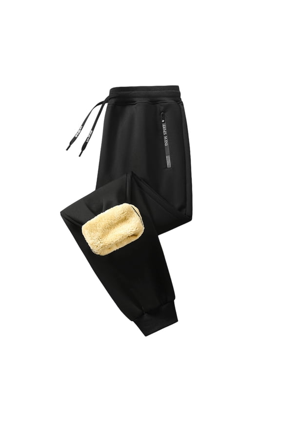 Mens Winter Lined Casual Pants Relaxed Fit Wide Leg Trousers Warm Thermal Bottoms for Cold Weather,XXL