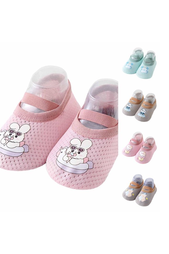 Krdevn Mesh Strap Sock Shoes, Cartoon Print Traction Outsole for Early Movement (Baby,Toddler),0-10 Months