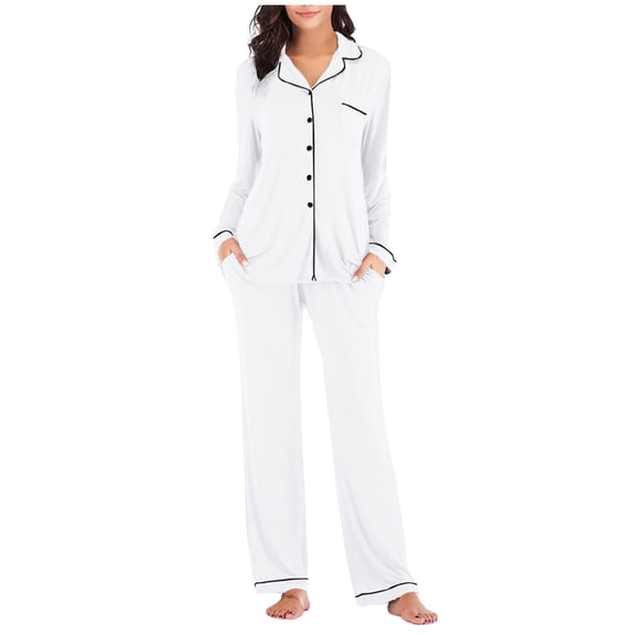Krdevn Pajamas for Women Set - Women's Pajama Set Notch Neck Soft Nightgown Short Sleeve Button Nightgown with Long Pants,Sleepwear for Women,Size:XXL