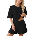 thumbnail image 1 of Krdevn Pajamas for Women Set - Ladies Pajama Set Solid Color Loose Shorts Set,Sleepwear for Women,Size:XXL, 1 of 8