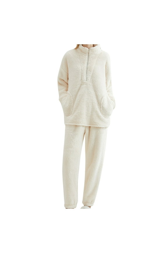 Pajamas for Women Set - Women's Autumn and Winter Flannel Pajamas Pajama Suit Cardigan,Sleepwear for Women,Size:L