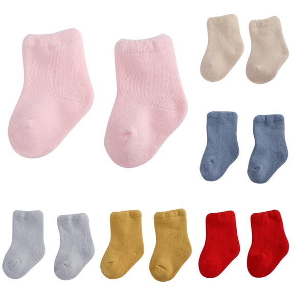 Krdevn Plain Knit Mid Ankle Socks, Soft Thick Warm Stretchy Breathable Cold Season Daily Hosiery (Unisex),12-36 Months