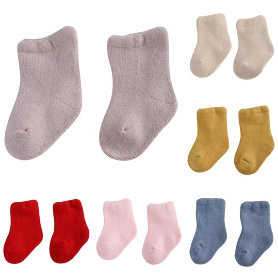 Krdevn Plain Knit Mid Ankle Socks, Soft Thick Warm Stretchy Breathable Cold Season Daily Hosiery (Unisex),12-36 Months