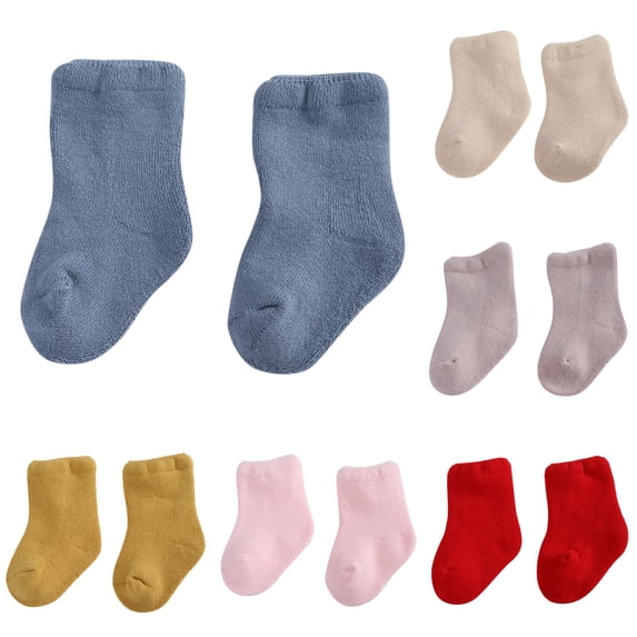 Krdevn Plain Knit Mid Ankle Socks, Soft Thick Warm Stretchy Breathable Cold Season Daily Hosiery (Unisex),12-36 Months