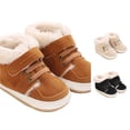 thumbnail image 1 of Krdevn Plush Lined Cotton Shoes, Non Soft Sole Warm Winter Baby Boots for 0-12 Months Toddlers,Brown, 1 of 6
