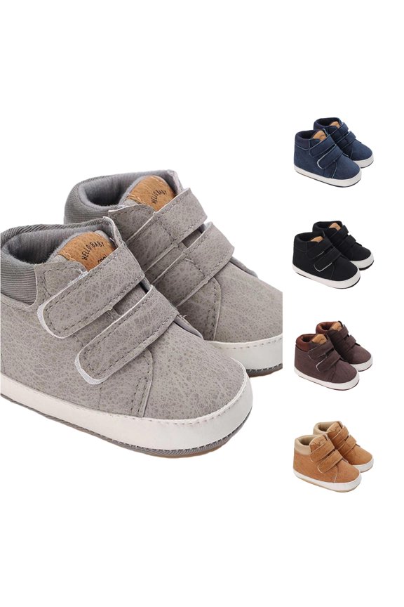 Krdevn Plush Lined Cotton Shoes, Non Soft Sole Warm Winter Baby Boots for 0-12 Months Toddlers,Grey