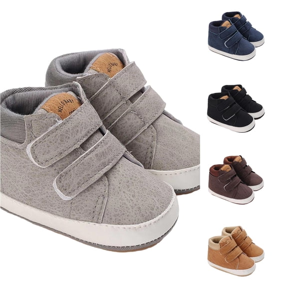 Krdevn Plush Lined Cotton Shoes, Non Soft Sole Warm Winter Baby Boots for 0-12 Months Toddlers,Grey